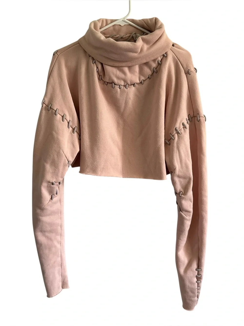 Alo Yoga Splice Rosewater Pink Cropped Sweatshirt Size Large **FAIR**